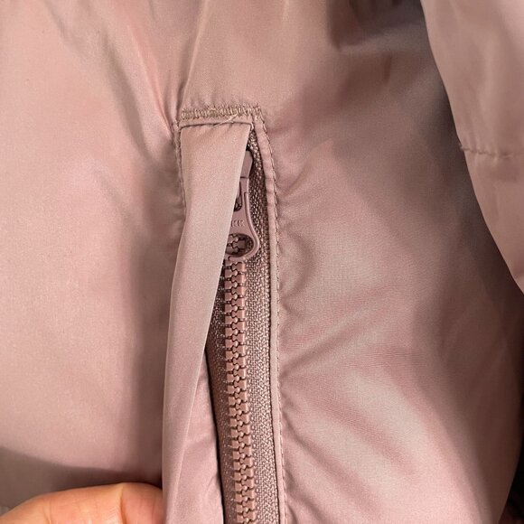 Sweaty Betty Womens 4 Dusty Pink Insulated Puffer Bomber Jacket Ribbed Collar - Picture 12 of 15